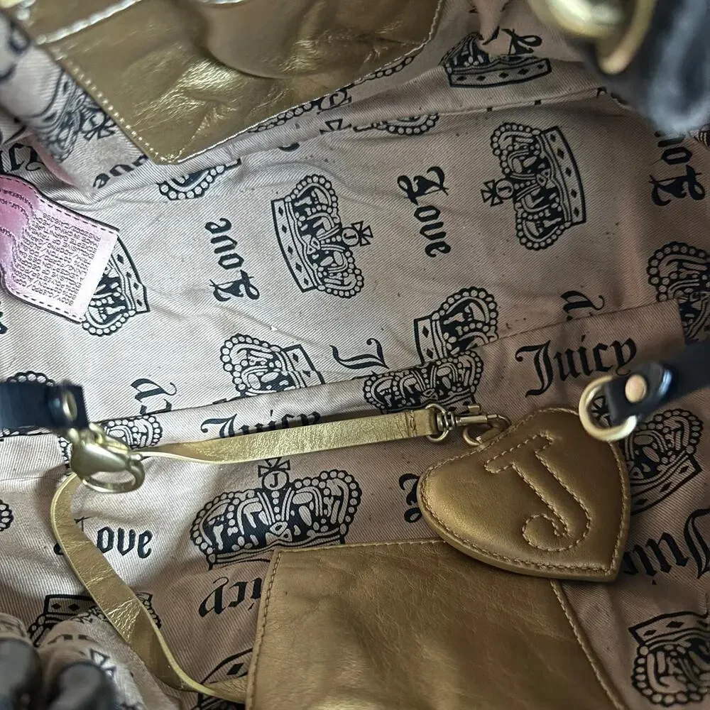 Vintage Y2K Juicy Couture Black Velour Shoulder Bag